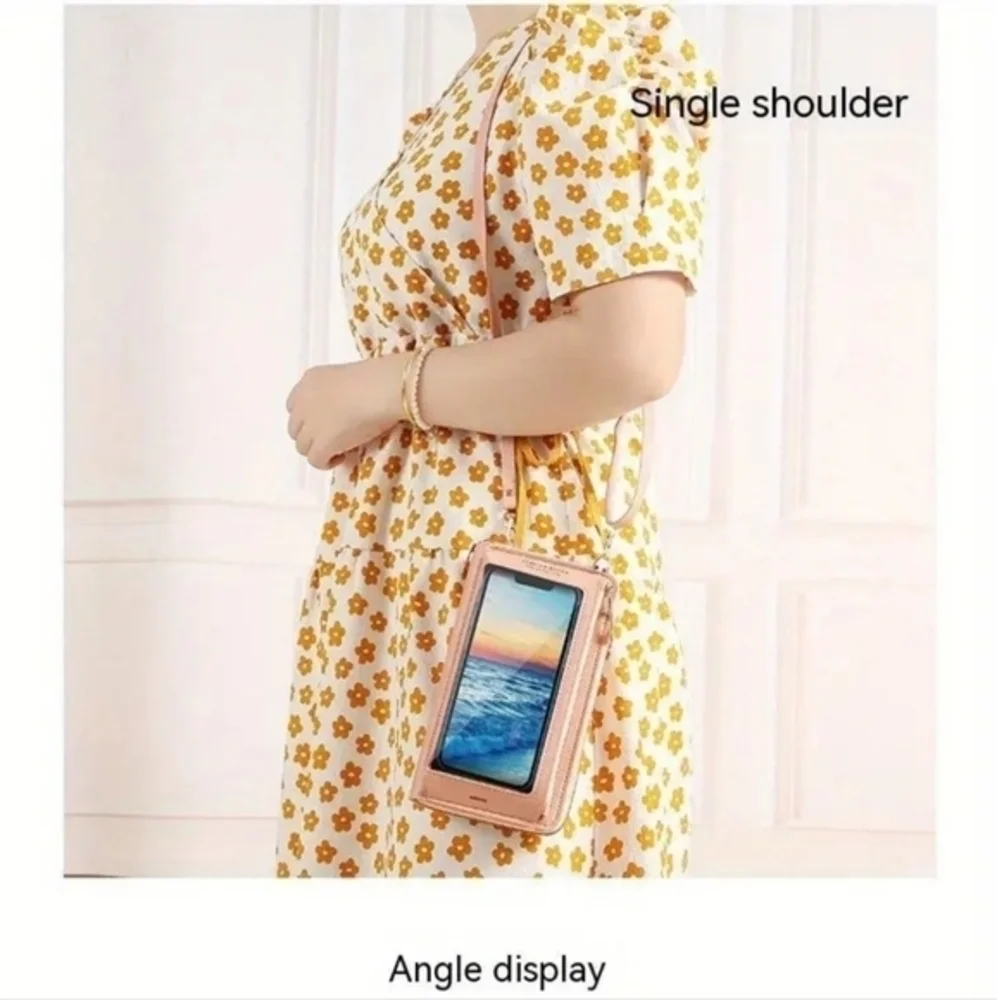 Small‎ Crossbody Bag Touch Screen Phone Case, Cellphone Purse Wallet PU Leather
